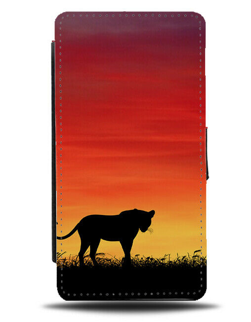 Leopard Silhouette Flip Cover Wallet Phone Case Leopards Sunset Sunrise i244