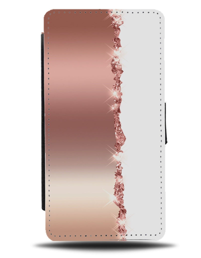 Printed Rose Gold Foil Tear and Glitter Print Flip Wallet Case Design Girls CM41
