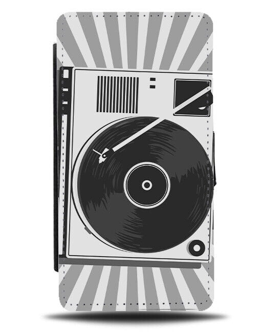Vintage Record Player Design Flip Wallet Case Machine Picture Print 50s 60s K441
