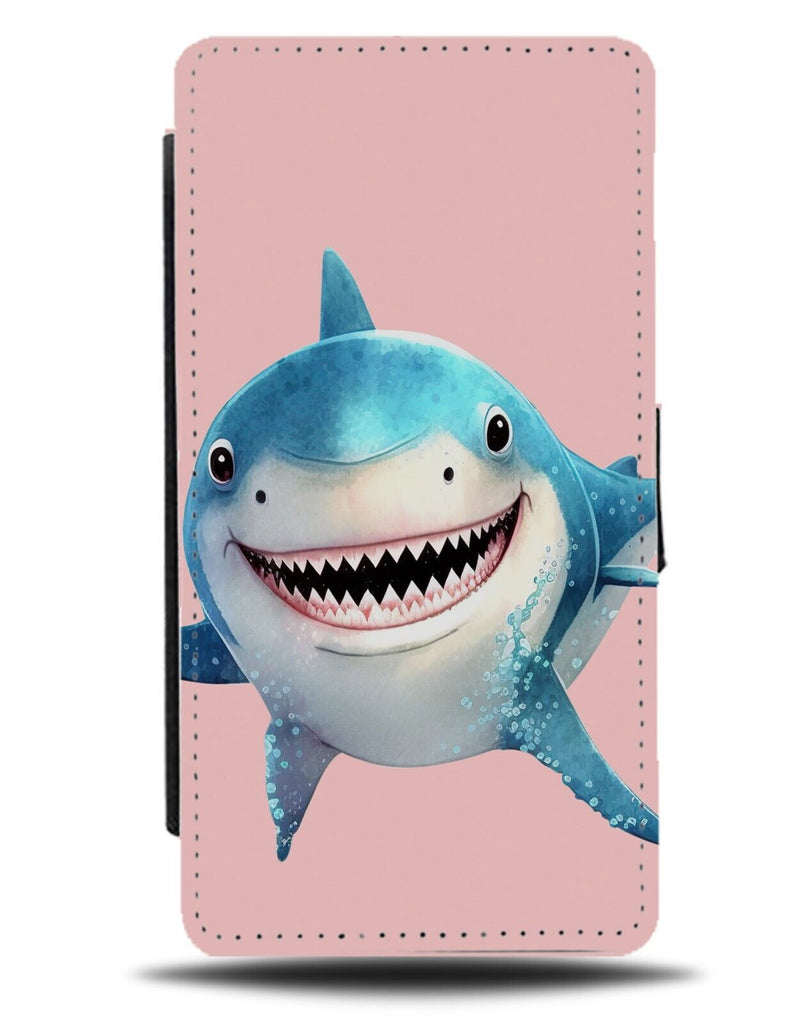 Shark Animation Picture Flip Wallet Case Sharks Great White Kids Pink Sharc BA48