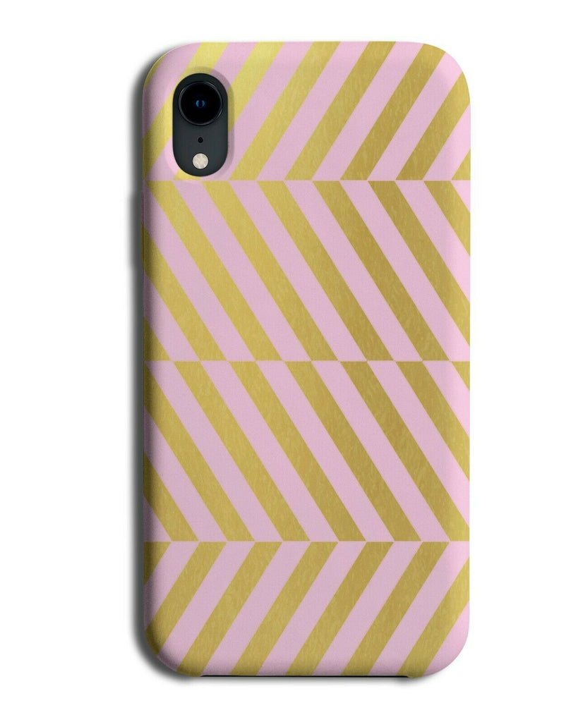 Golden and Baby Pink Stripes Phone Case Cover Pattern Shiny Print Design C180
