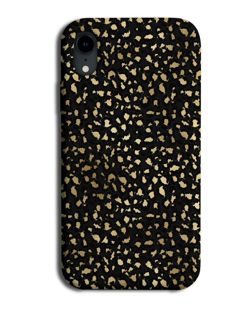 Black and Gold Small Leopard Print Spots Safari Pattern Dotted Dotty F646