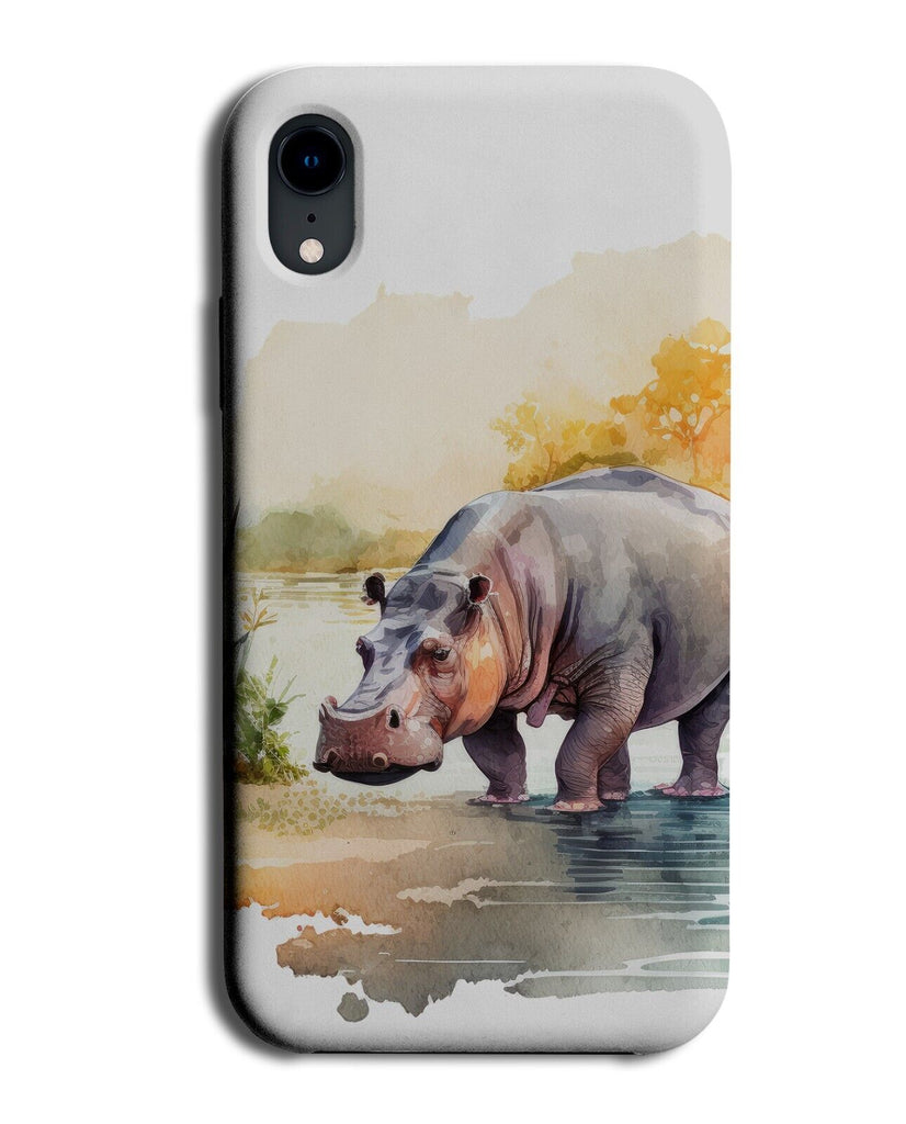 Watercolour Hippopotamus Phone Case Cover Hippopotamuses Picture Photo Bull DC40
