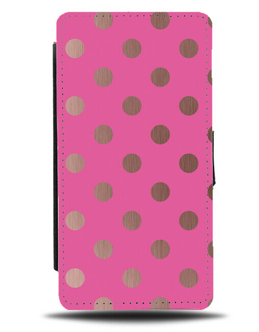 Hot Pink and Rose Gold Polka Dots Flip Cover Wallet Phone Case Dot Design i568