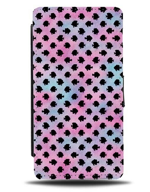 Purply Fish Design Pattern Flip Wallet Case Patterned Fishes Marine Life F558