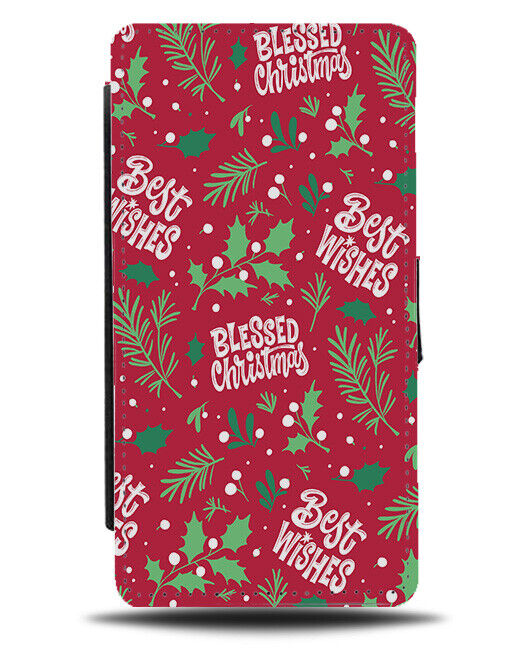 Christmas Slogans Flip Wallet Case Slogan Wording Sentences Stylish Red N796