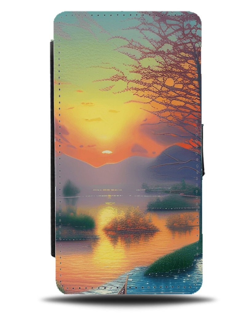 Scenic River Sunrise Flip Wallet Case Sunset Sun In Sky Rise Set Suns Lake BB35