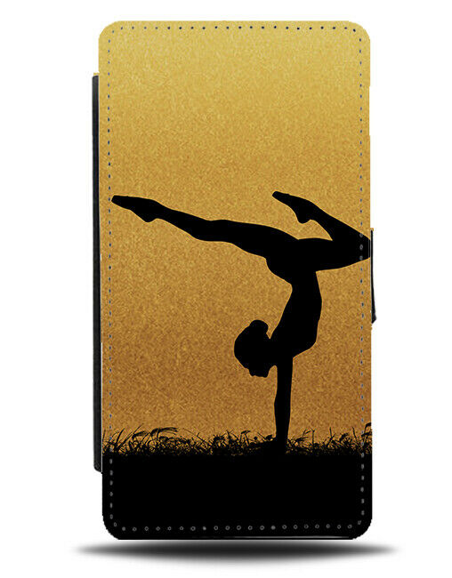 Gymnastics Flip Cover Wallet Phone Case Gymnast Girls Womens Gold Golden i593