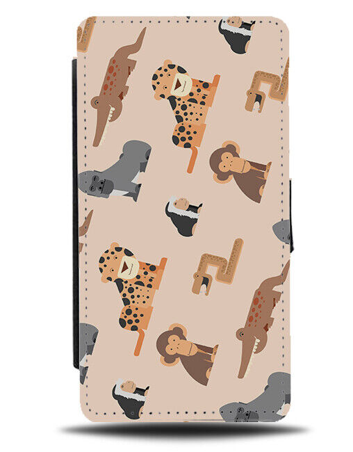 Childrens Cartoon Animals Flip Wallet Case Animal Pattern Design Wildlife E646