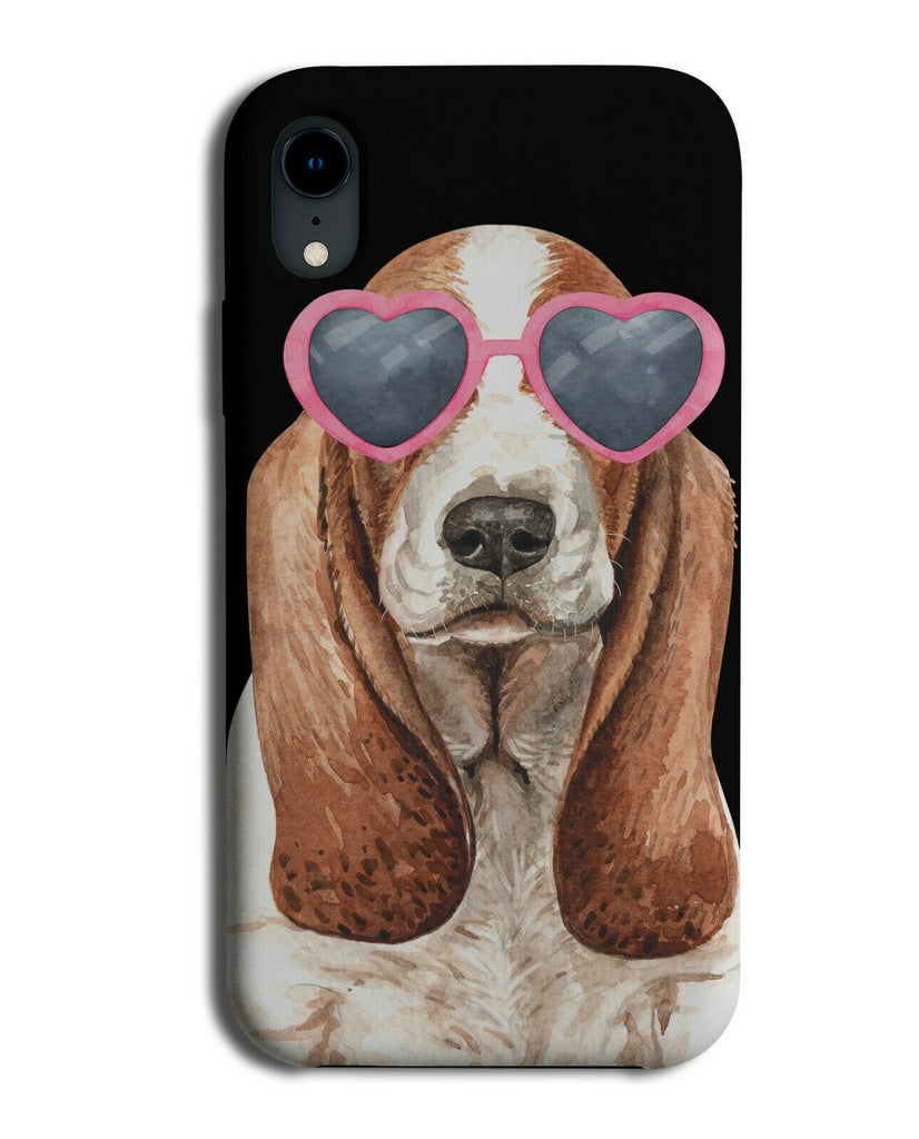Basset Hound Phone Case Cover Dog Dogs Love Heart Sunglasses Funny Pink K484