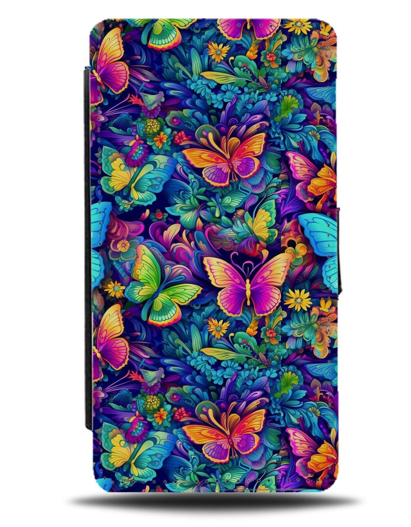 Colourful Butterflies Flip Wallet Case Butterfly Multicolour Wings Wing CH86