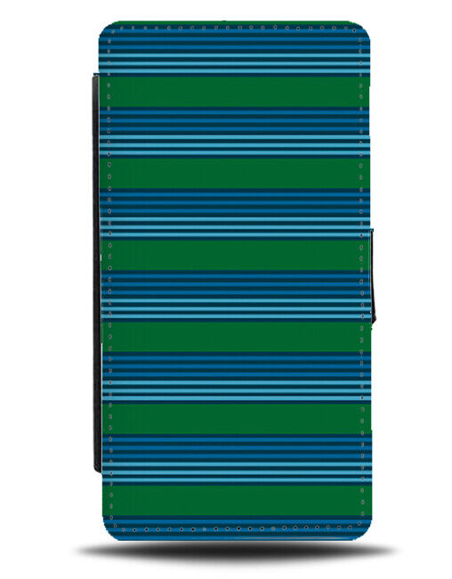 Green and Blue Striped Design Flip Wallet Case Stripes Lines Mens Boys E639