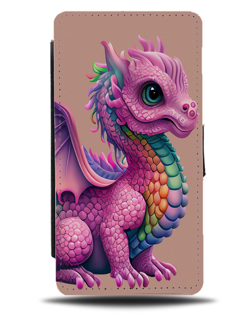 Pink Girly Dragon Flip Wallet Case Girls Girl Dragons Coloured Style Dragan AD44