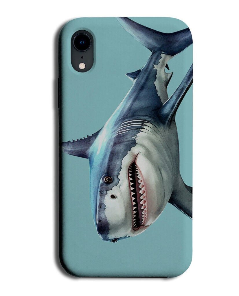 Oil Painting Great White Shark Phone Case Cover Sharks Marine Swimming Blue BA49