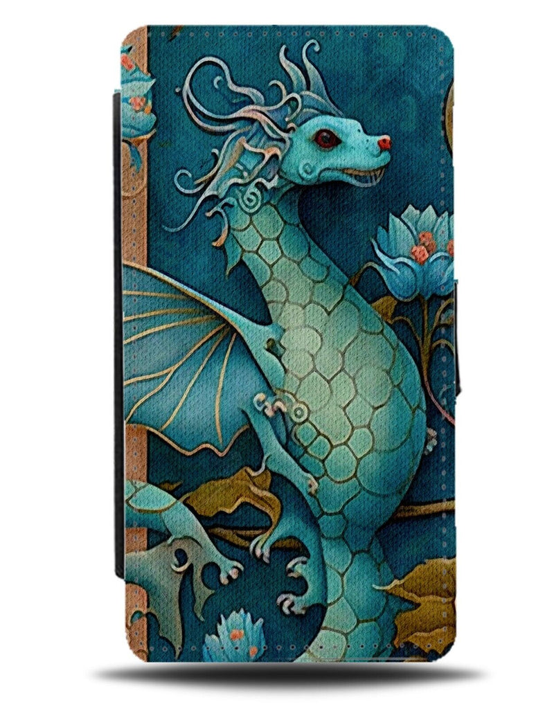 Ocean Blue Dragons Flip Wallet Case Sea Seas Dragon Picture Water Turquoise AL17