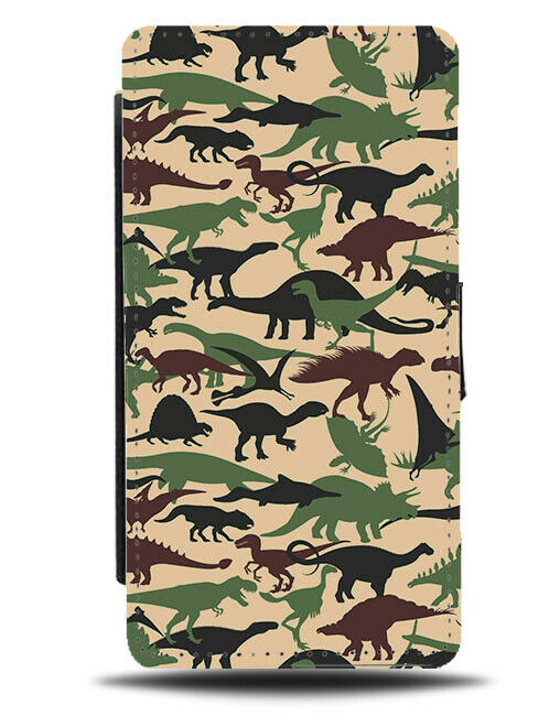 Camo Dinosaur Print Flip Wallet Case Dinosaurs Camouflage Colours Dinos F223