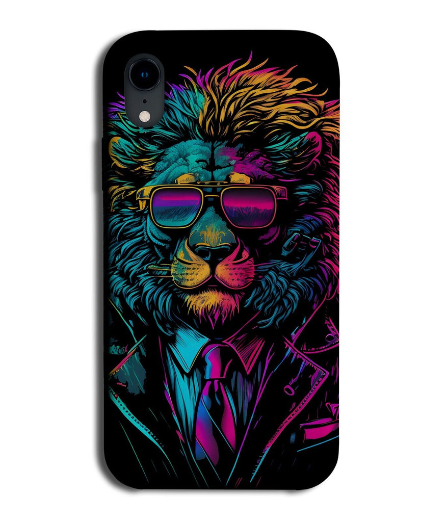 Synthwave Lion Gangster Phone Case Cover Funny Style Colours 80s Lions Perm BB65