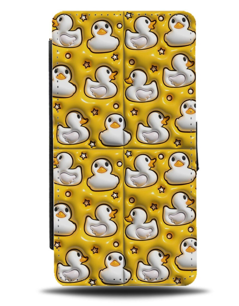 Inflatable Rubber Duck Design Print Flip Wallet Case Ducks Yellow Novelty CF97