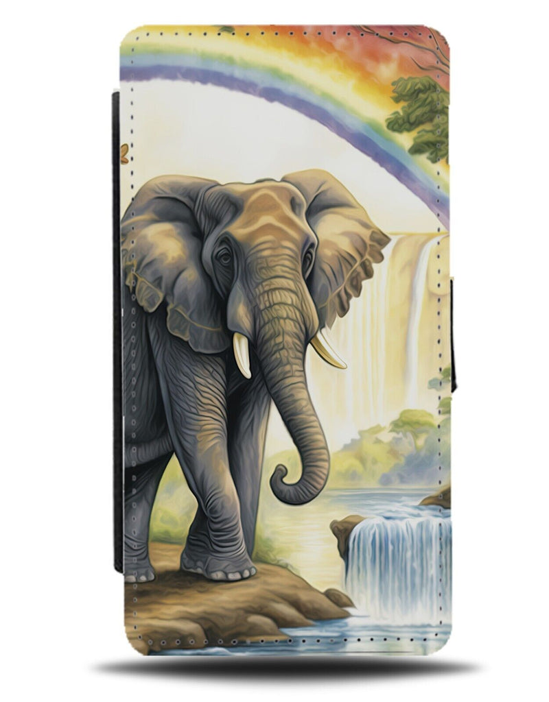 Elephant Rainbow Flip Wallet Case Elephants Colourful African Animal Water AW86