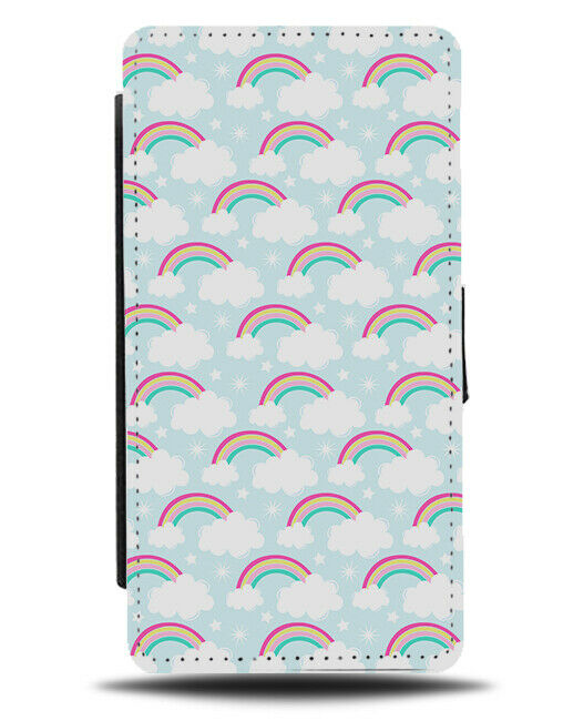 Cartoon Cloud Rainbow Flip Wallet Case Rainbows Clouds Colourful Picture G258