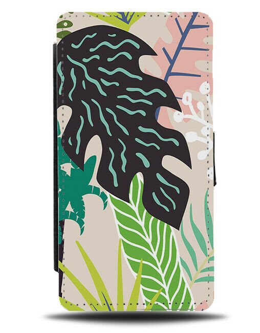 Abstract Rainforest Leaves Flip Wallet Case Jungle Leaf Drawing Cartoon F689