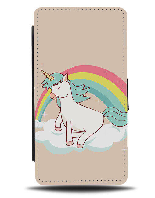 Unicorn On Rainbow Cloud Flip Wallet Case Unicorns Sky Cartoon Picture K404