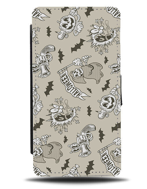 Vintage Spooky Monsters Flip Wallet Case Monster Design Halloween Retro N496
