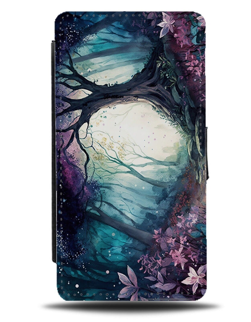 Magical Woodland Flip Wallet Case Tree Trees Magic Forrest Wild Nature Pink AL69