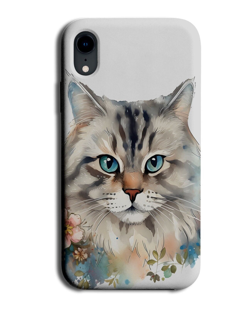 White Siberian Cat Floral Phone Case Cover Flowers Siberia Breed Novelty DF69