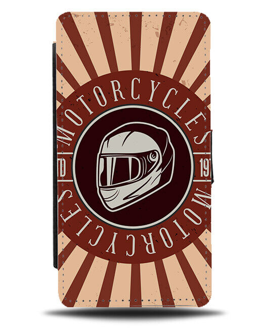 Motorcycle Helmet Design Flip Wallet Case Vintage Poster Motorbike Gift E668