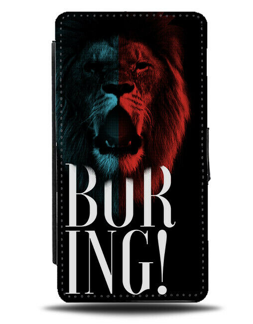 Red and Blue Nightclub Lion Flip Wallet Phone Case Lions Boring Bored Party E427