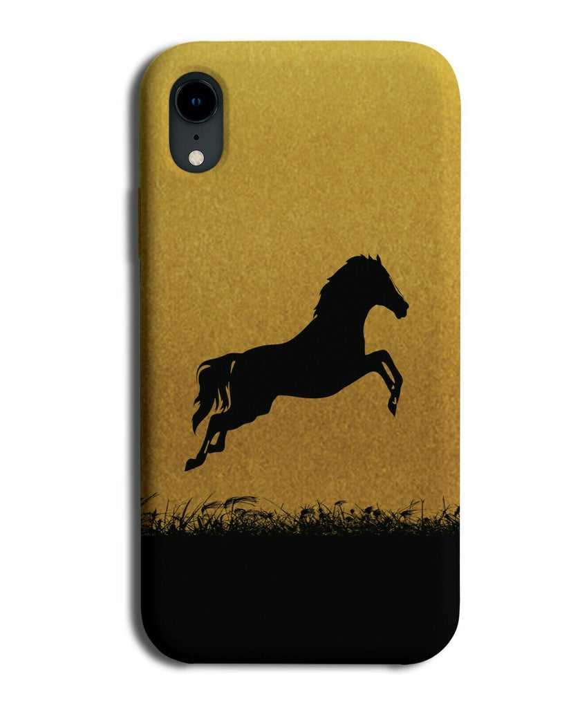 Horse Silhouette Phone Case Cover Horses Pony Gold Golden Black Coloured H993