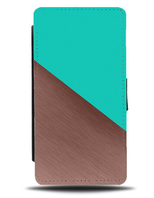 Turquoise Green & Rose Gold Flip Cover Wallet Phone Case Shades Colouring i363
