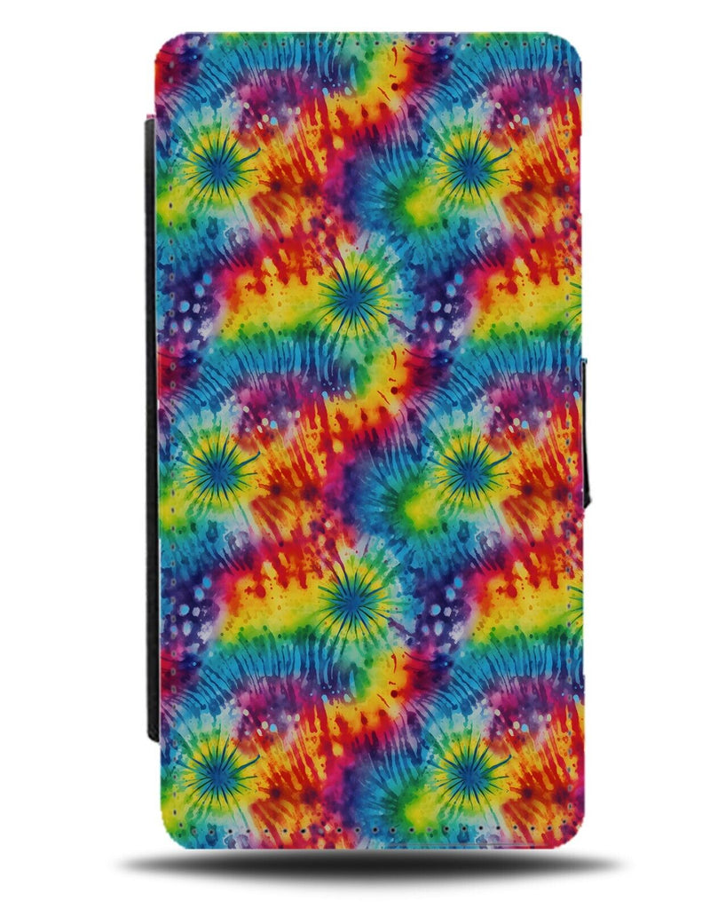 Rainbow Tie Dye Look Flip Wallet Case Effect Hippy Colourful Splatters CL31