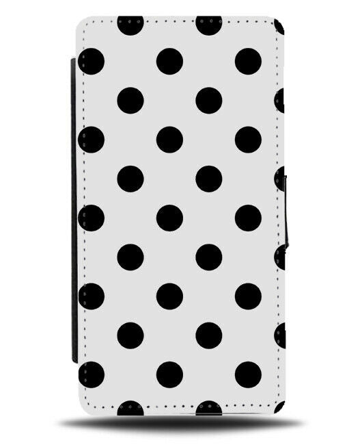 White With Black Spots Flip Cover Wallet Phone Case Spotted Dots Retro Mens i522