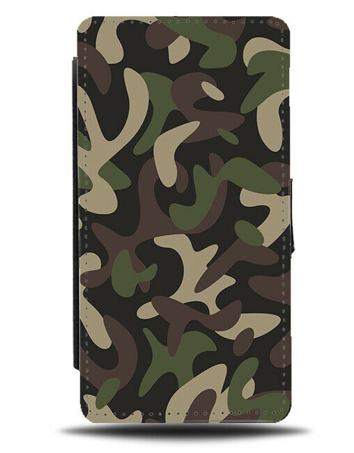 Army Camo Colours Flip Wallet Case Green Light Brown Camouflage Shapes H561