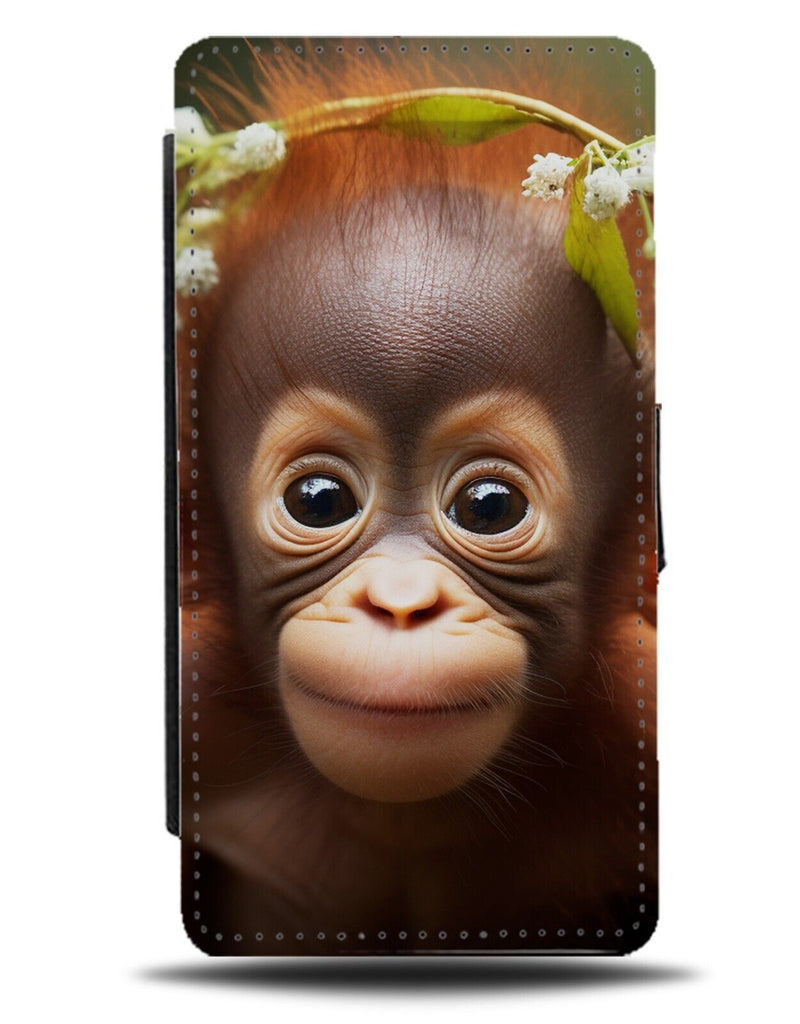 Baby Orangutang Flip Wallet Case Child Kids Funny Cute Orangutangs Chimp DE17