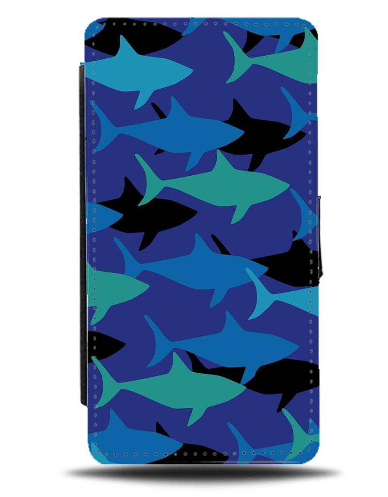 Great White Sharks Flip Wallet Case Shark Tiger Shapes Outlines Bull Reef AX16