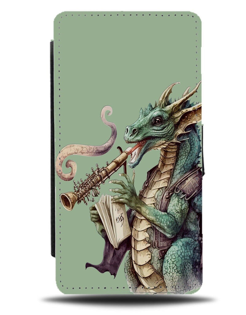 Funny Dragon Playing The Clarinet Flip Wallet Case Musical Music Dragons BD55
