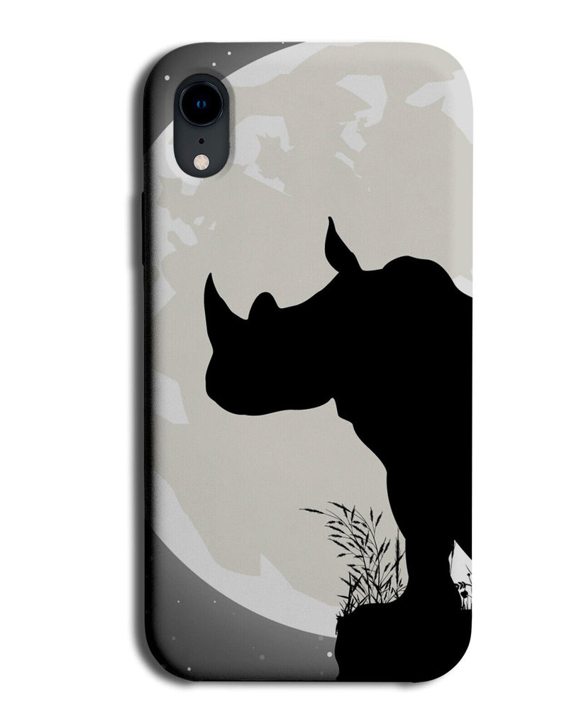 Rhino Silhouette Phone Case Cover Rhinos Full Moon Shape Horn Rhinoceros CC34