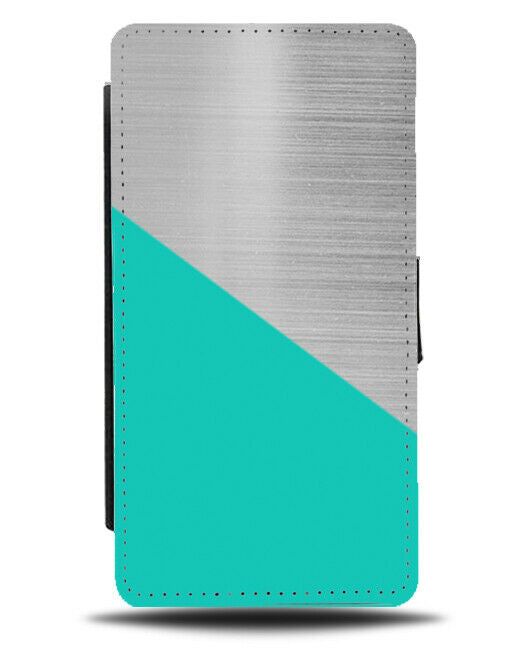 Silver And Turquoise Green Flip Cover Wallet Phone Case Picture Photo Dark i378