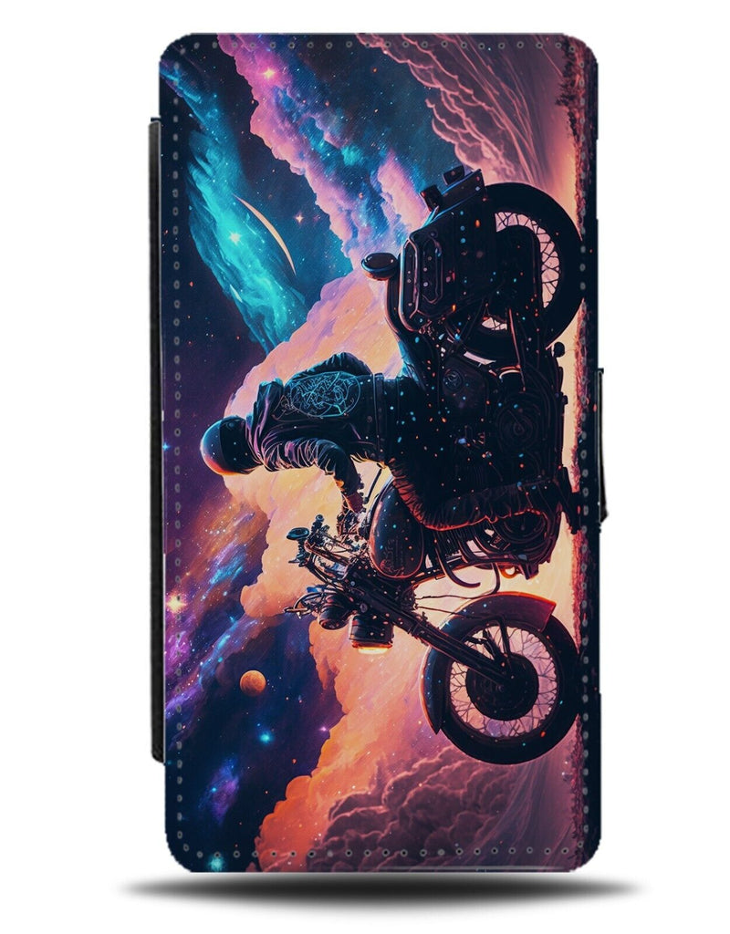 Biker In Space Flip Wallet Case Bikers Motorbikes Motorbike Stars Planets CH80