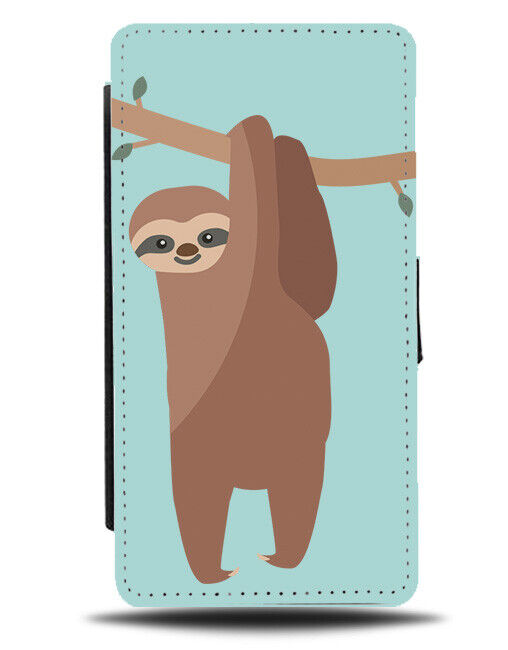 Childrens Hanging Sloth Flip Wallet Case Kids Forrest Jungle Sloths K292