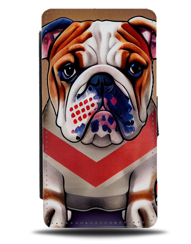 Cartoon British Bulldog Flip Wallet Case Bulldogs Face Novelty Airbrush Art DH44