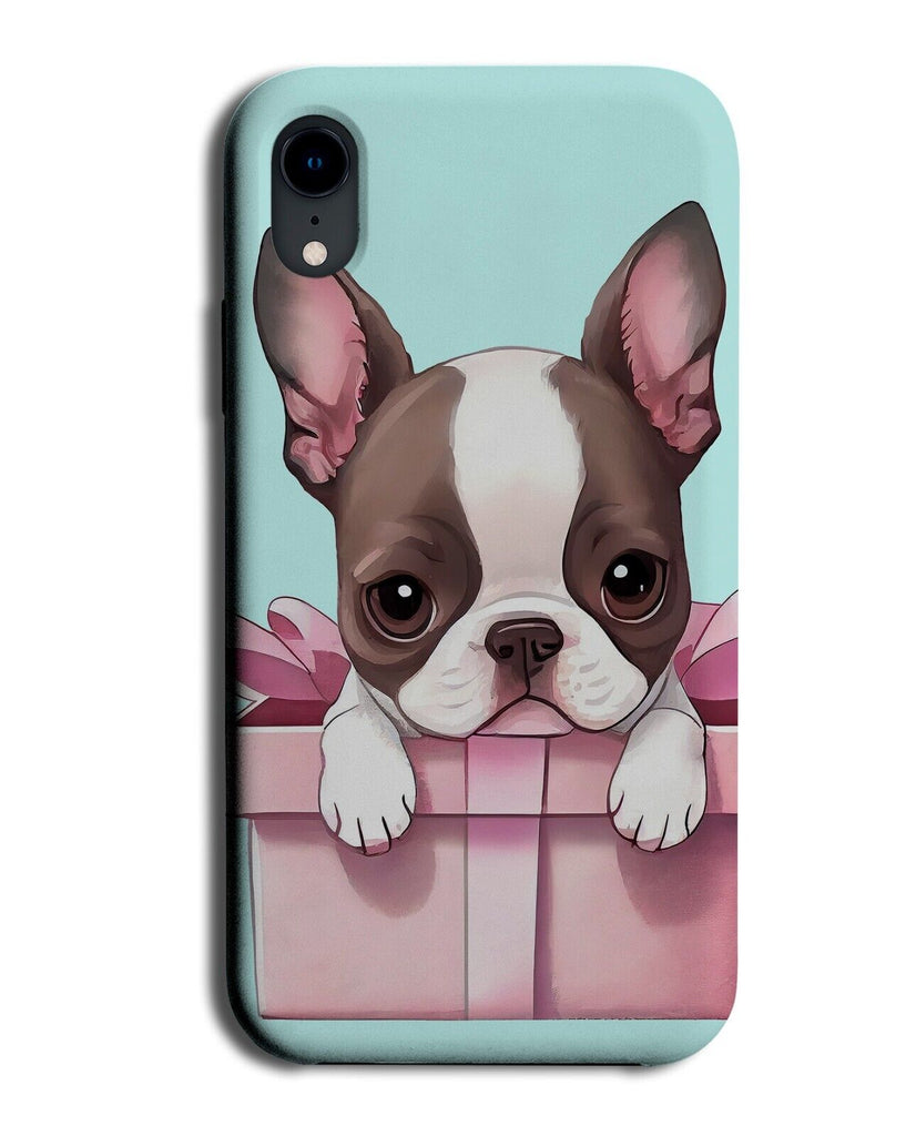 Cute Boston Terrier In Present Box Phone Case Cover Gift Dog Giftbox Bow AE83