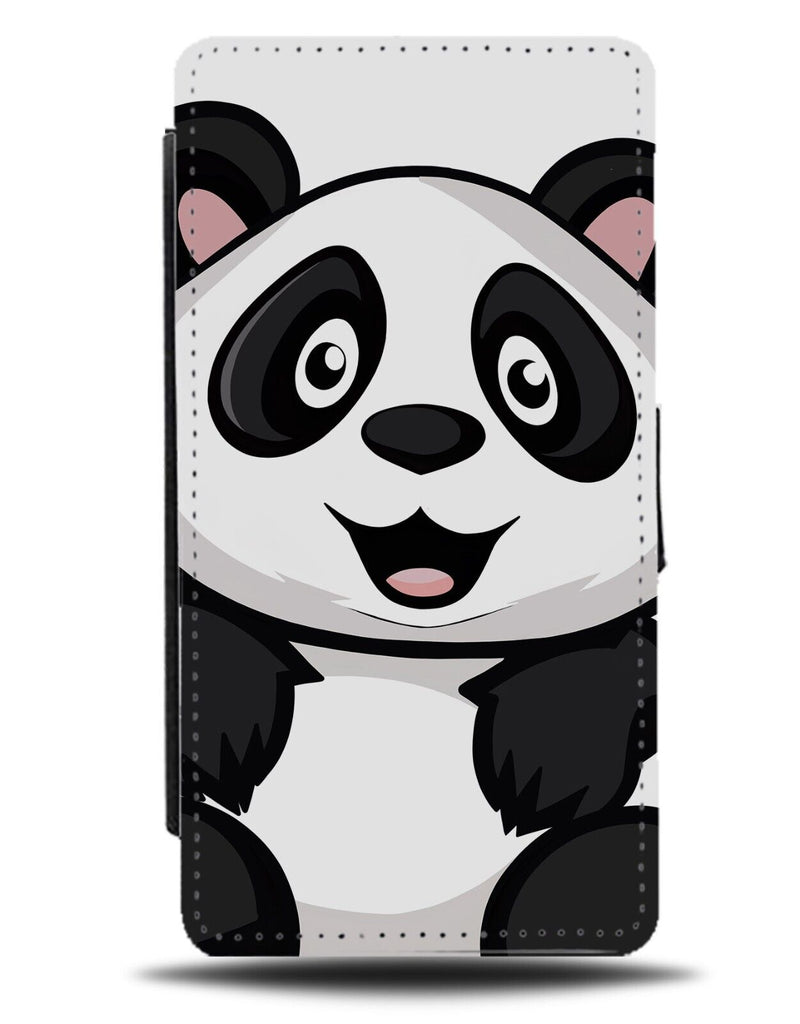 Funny Pandas Face Flip Wallet Case Comic Cartoon Character Illustration BG51