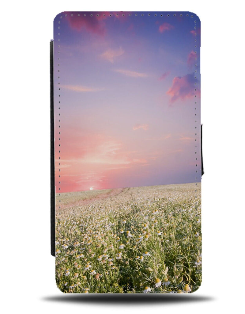 Country Field Meadow Flip Wallet Case Sunset Meadows Nature Pink Night Sky CX67