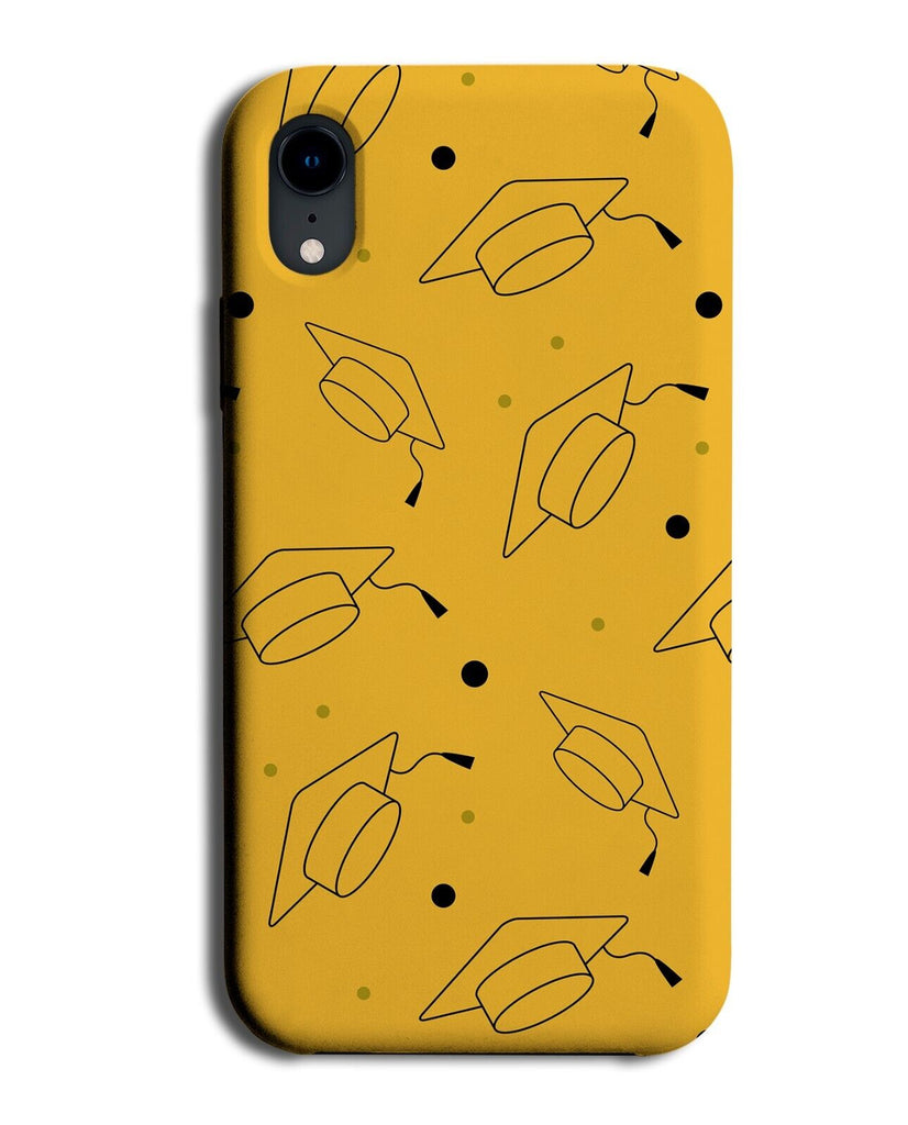 Yellow &amp; Black Graduation Hats Pattern Phone Case Cover School College Uni AQ61