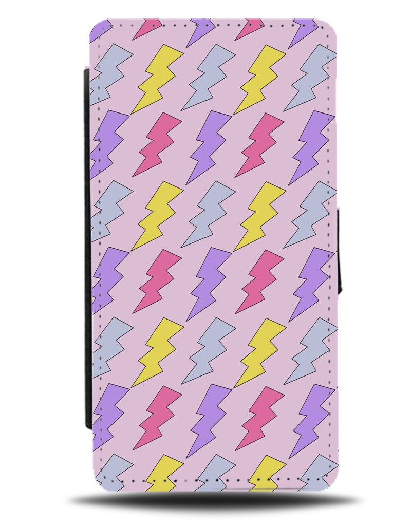 Pastel Coloured Lightning Bolts Flip Wallet Case Lightnings Bolt Shapes AQ01