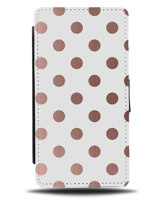 White and Rose Gold Spots Flip Cover Wallet Phone Case Girls Spotty Copper i516